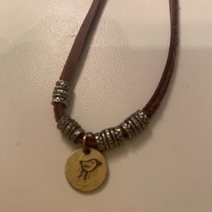 Brown leather necklace